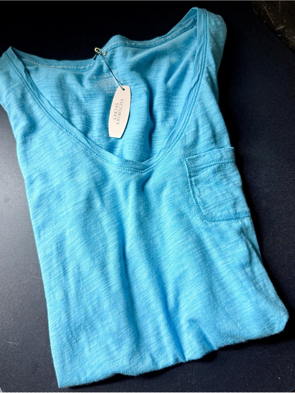 Victoria's Secret Turquoise Blue V-Neck Pocket Tee